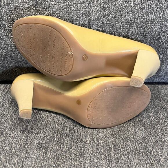 Gianni Bini Patent Leather Pumps 10M Classic Tan Heel Business Shoes Round Toe - Picture 8 of 11